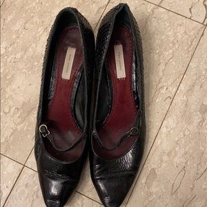 Marc Jacobs lizard and leather black kitten heels